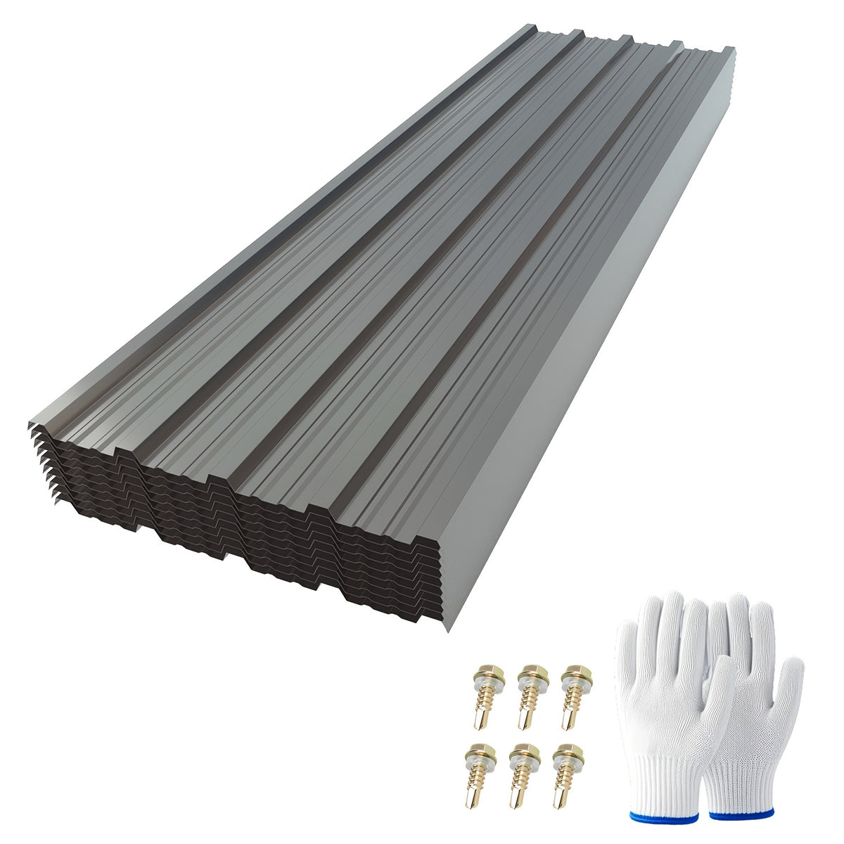 [Metal Roofing Panels] 72.85" X 18.9" High-Quality Metal Roofing Panels, Heavy Duty Waterproofing Corrugated Galvanized Steel Roof Panels, Metal Siding Panels Gazebo Top Cover for Pergola, Patio, Garden and Mobile Home (10/20pcs, Gray)