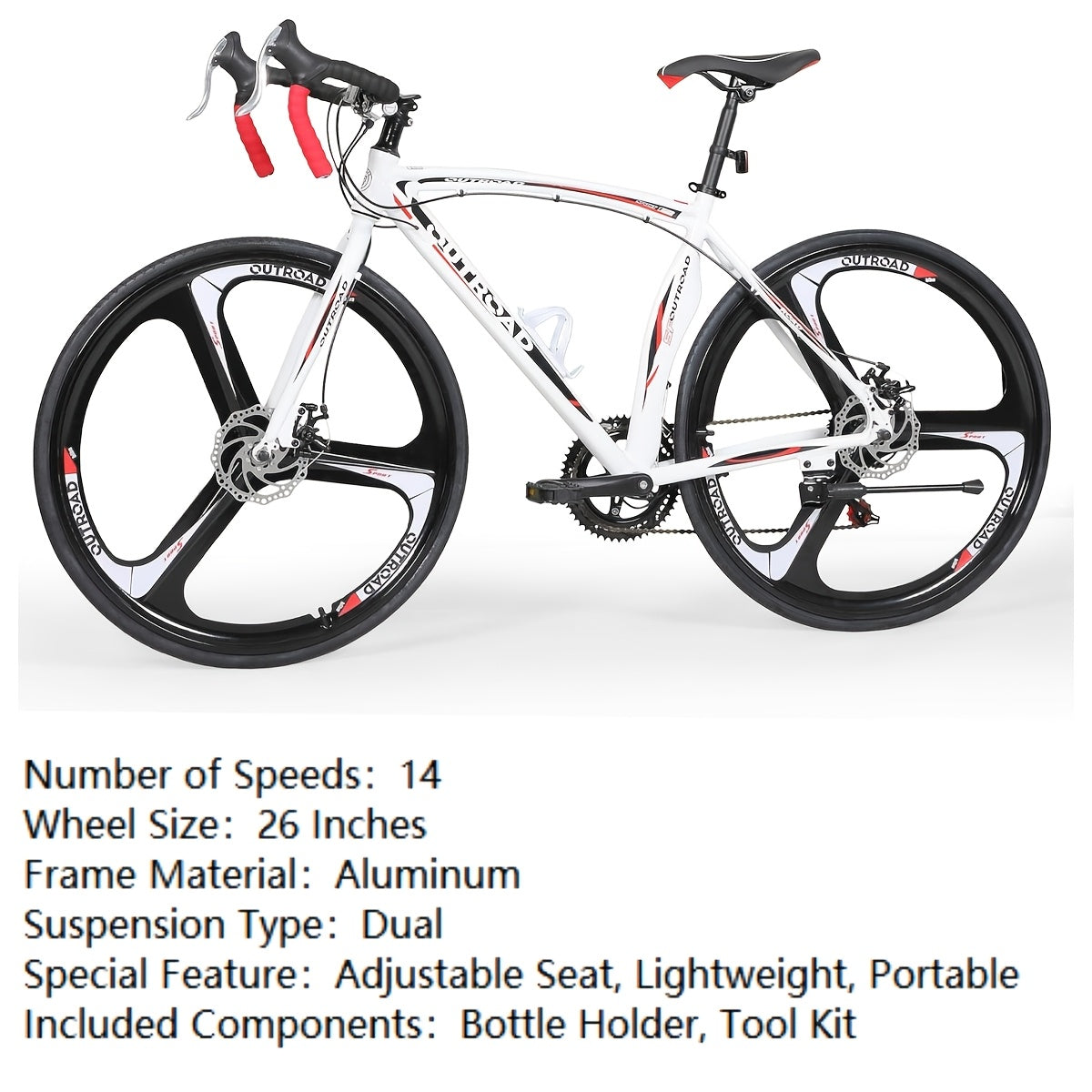 Road Bike 14-21Speed 700C Wheel with Light Aluminum Alloy Frame Commuter Bicycle with Dual Disc/V Brakes for Women And Men