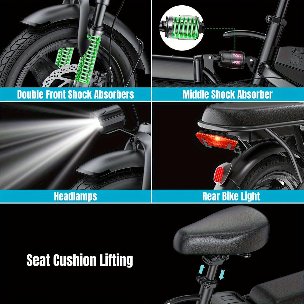 500W Folding Electric Bike for Adults And Teens, 48V 10.4AH Removable Battery, 20.5-23.9 MPH, Front Basket & Mobile Phone Mount, Commuter & Campus Ebike for Adults, 32 Miles Range