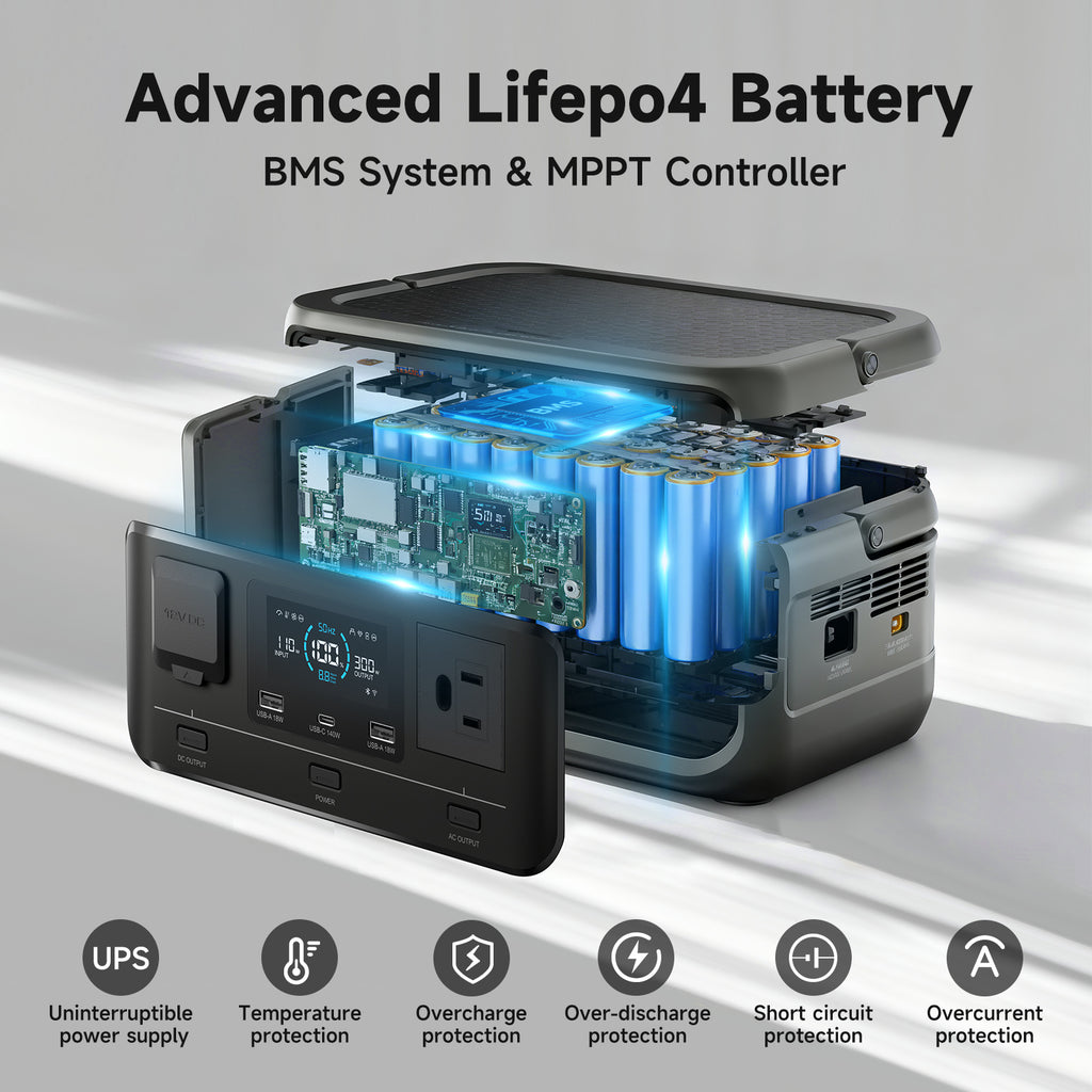 [Outdoor Camping Travel] ALLPOWERS P300 T2 Portable Power Station 256Wh LiFePO4 Battery 300W (Peak 600W) AC Output for Outdoor Camping Travel Home Use