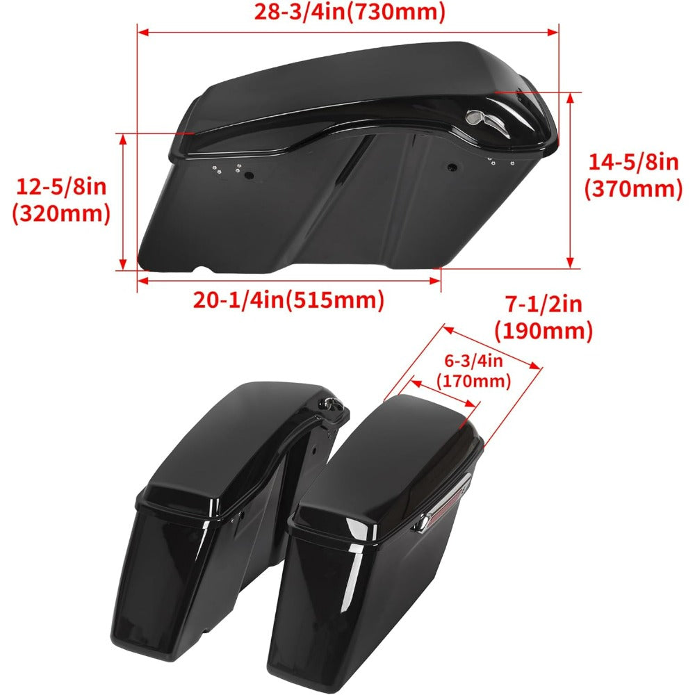 Hard Saddle Bags Trunk W/Lid & Latch Key Compatible With 1993-2013 for Touring Models FLT, FLHT, FLHTCU, FLHRC, Road King, Road Glide, Street Glide, Electra Glide, Ultra-Classic