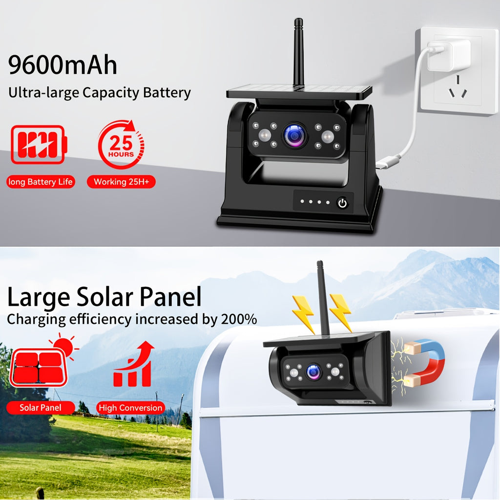 Magnetic Wireless Backup Cam With A 5-inch Monitor, A Reversing Cam That Can Be Installed In Just One Minute, 1080P Rearview Cam, 150° Wide-angle, Rechargeable Battery, 2.4Hz Signal, Night Vision, Suitable For Trucks, Trailers, RVs, Campers