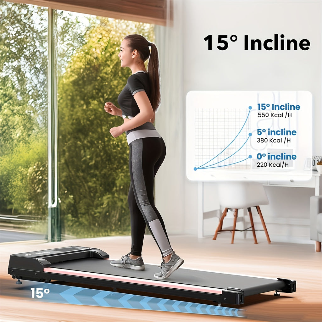 4-In-1 Walking Pad with 15% Incline, Portable Under Desk Treadmill, for Home And Office Use, 2.5 HP Silent Walking Treadmill, Supports Up to 265 Lbs, for Walking And Jogging, Christmas Surprise Gift, Without Battery