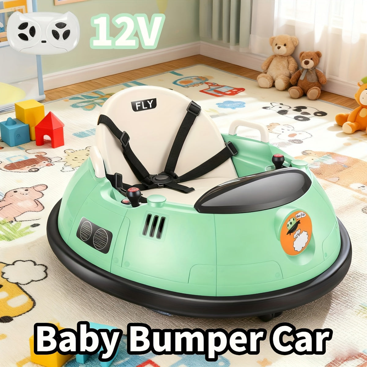 12V Remote-controlled Bumper Car, Electric Bumper Car, 66lb Load-bearing Toy Car, Dual Driving Mode, Flashing LED Lights, 360-degree Rotation, Seat Belts, Birthday And Festival Gifts For Boys And Girls, 4 Colors
