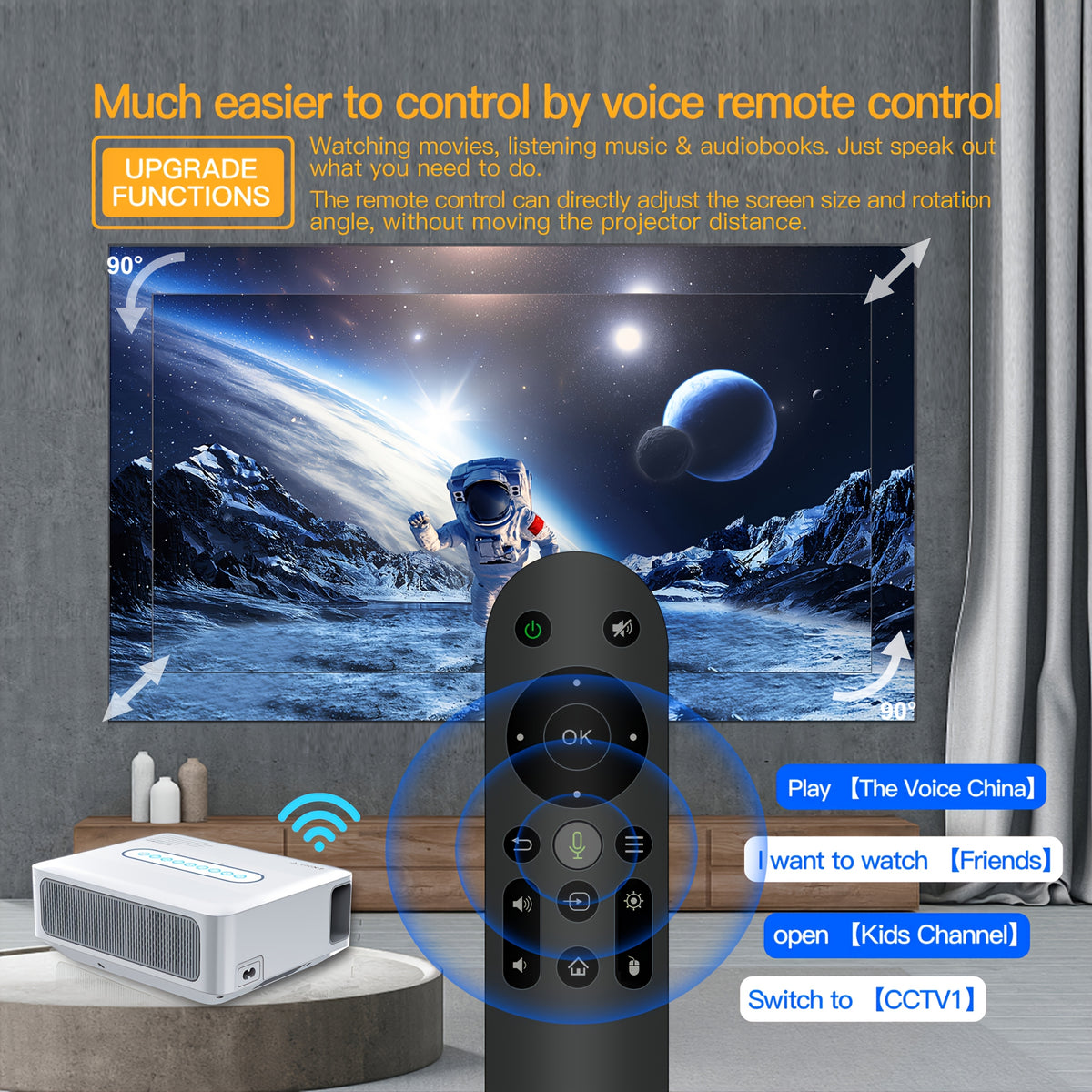 [1080P 8K WiFi] Ultra Bright HD Smart Projector With Dual Band WiFi And Wireless, Wireless Mobile Phone Screen Projection, Native 1080P/Supports 8K Decoding, Compatible With Smartphones/TV Sticks/Boxes/USB/HDTV, Fully Automatic Focusing And Trapezoidal Di