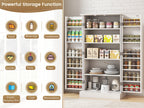 47 Inches Pantry Cabinet, Kitchen Pantry Cabinet with Adjustable Shelves, Freestanding Kitchen Pantry Storage Cabinet, Buffet Cupboards Sideboard for Kitchen, Living Room And Dinning Room