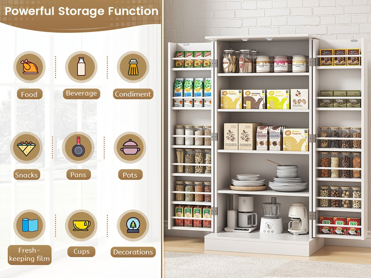 47 Inches Pantry Cabinet, Kitchen Pantry Cabinet with Adjustable Shelves, Freestanding Kitchen Pantry Storage Cabinet, Buffet Cupboards Sideboard for Kitchen, Living Room And Dinning Room