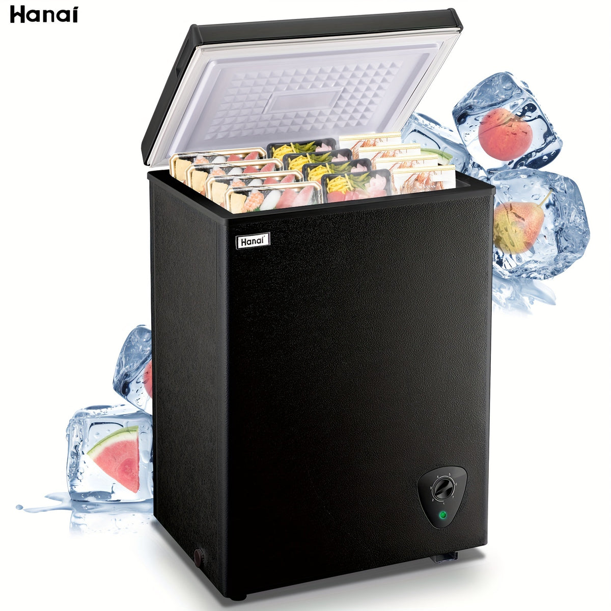 [Small Deep Freezer] WANAI Small Deep Freezer, 2.5/3.5/5.0 Cubic Feet Chest Freezer With Adjustable Temperature, Top Open Door, Removable Storage Basket For Home, Kitchen, Office, Home And Apartment, Black