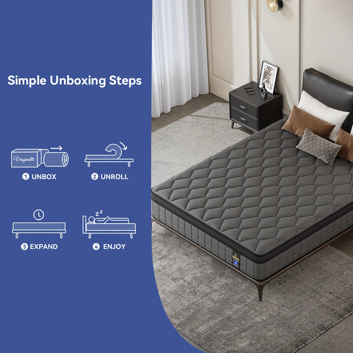 12-Inch/14-Inch Queen Size Mattress, Deep Sleep Memory Foam Hybrid Euro Top Mattress - 7-Zone Design - Ideal Lumbar Support for Ultimate Comfort - Available in Twin, Full, Queen, And King Sizes