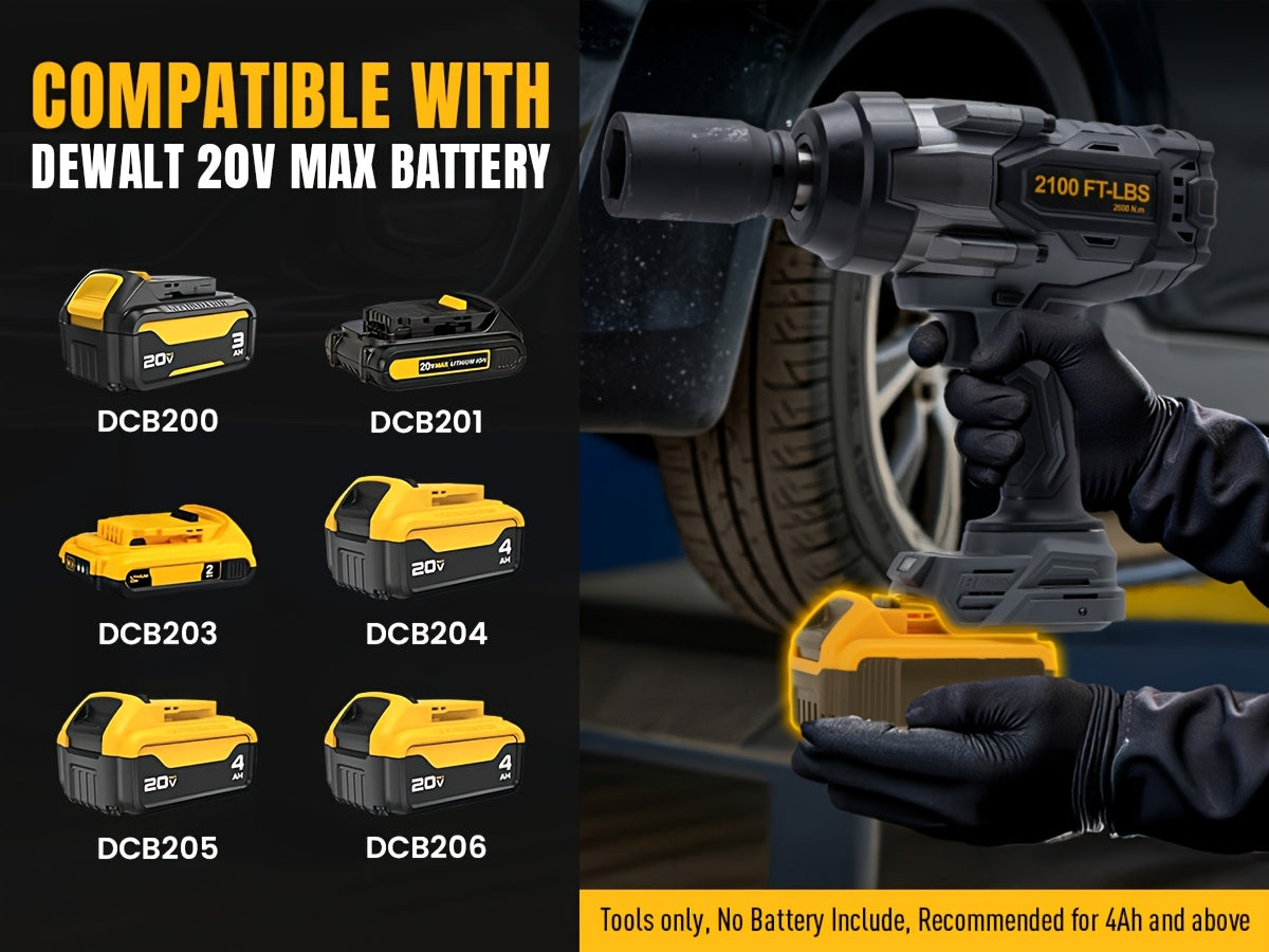 1700/2100 Ft-Lbs Cordless Impact Wrench, 3/4 Inch Electric Impact Gun, Compatible with Dewalt 20V MAX Battery, Brushless Constant High Torque Impact Driver with 3 Speed, Tool Solely (No Battery Included)