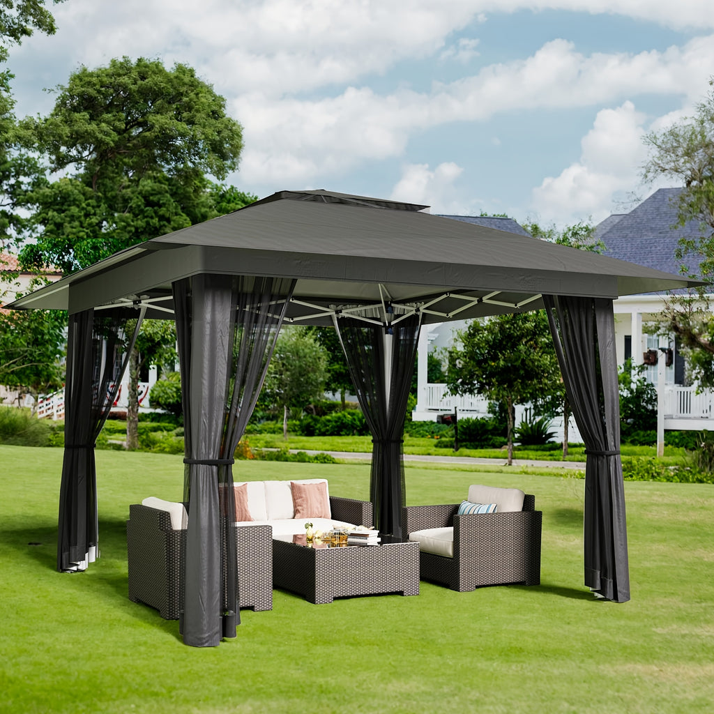13 x 13 Ft Pop-Up Gazebo Tent with Mosquito Netting and Portable Roller Bag for Backyard or Garden Use