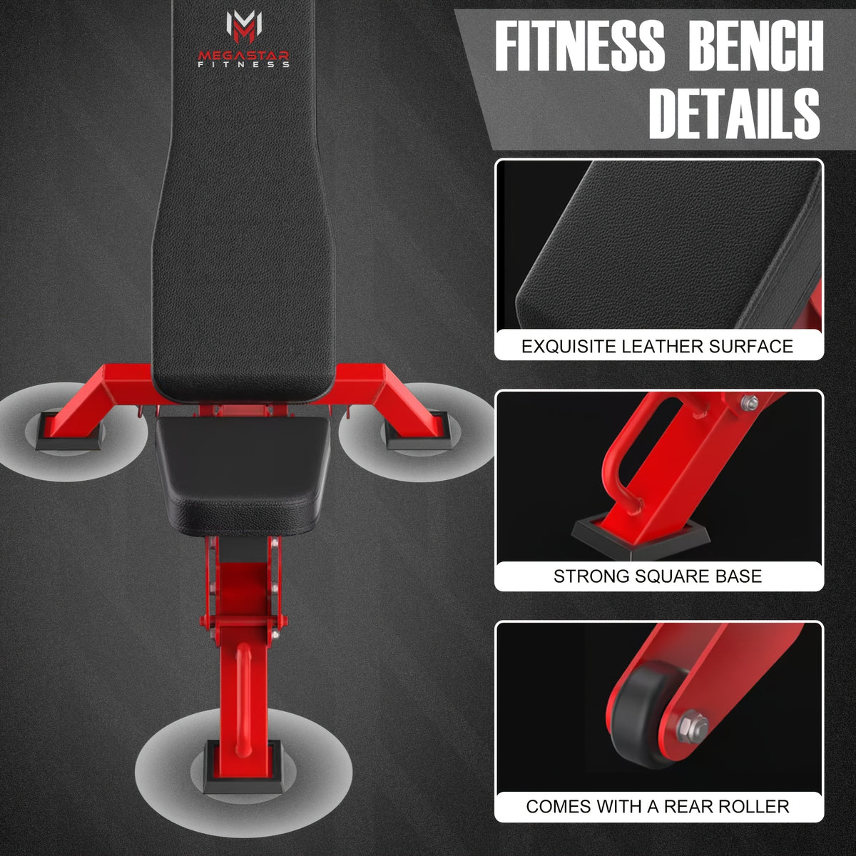 Adjustable Weight Bench, Heavy Duty Workout Bench for Home And Garage Gym, Multi-Position Backrest And Seat Strength Training Bench, 1300lbs Capacity, Red
