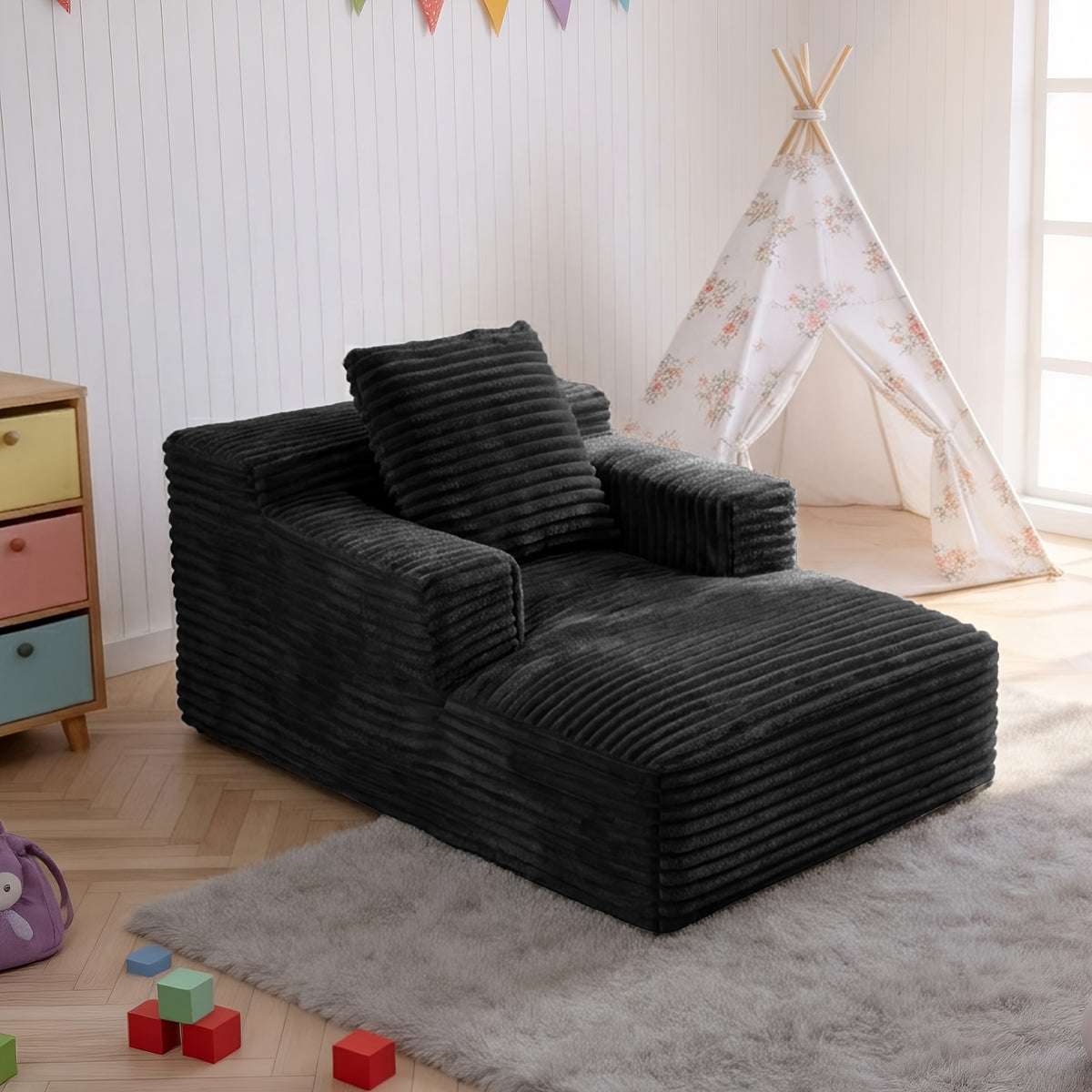 KeepCharm30/68"Recliner Oversized Chaise Lounge Indoor, Additional Cloud-like Cushion No Installation & Easy to Transport Sofa Bed Corduroy Sofa Recliner Chai for Living Room
