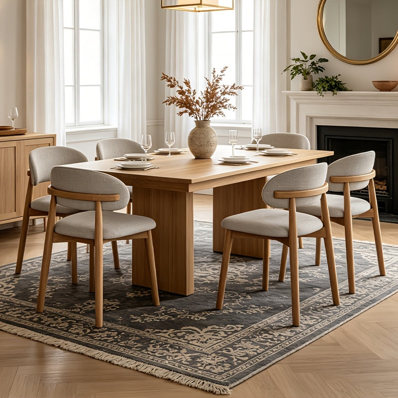 Medieval Modern Style Dining Chair Set (2pcs/4pcs Set) with Curved Backrest, Ergonomic Cushioned Chair Surface, Natural Wooden Legs with Adjustable Anti Slip Foot Pads, Sturdy Frame, Suitable for Kitchens, Restaurants, Cafes, And Dining Rooms