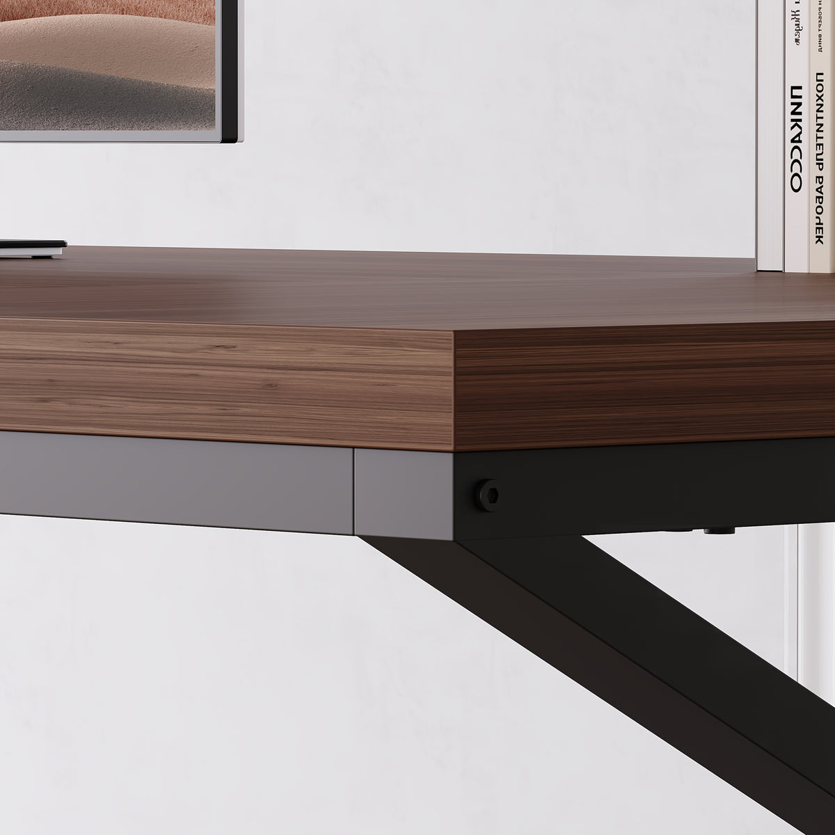 [Extra Long Computer Desk] 70 Inch Extra Long Computer Desk, Industrial Metal Wood Home Office Desk, Large PC Laptop Table For 2 Person Executive Writing Work Study Gaming, Bedroom Living Room Dual Monitor Desk, Dark Gray