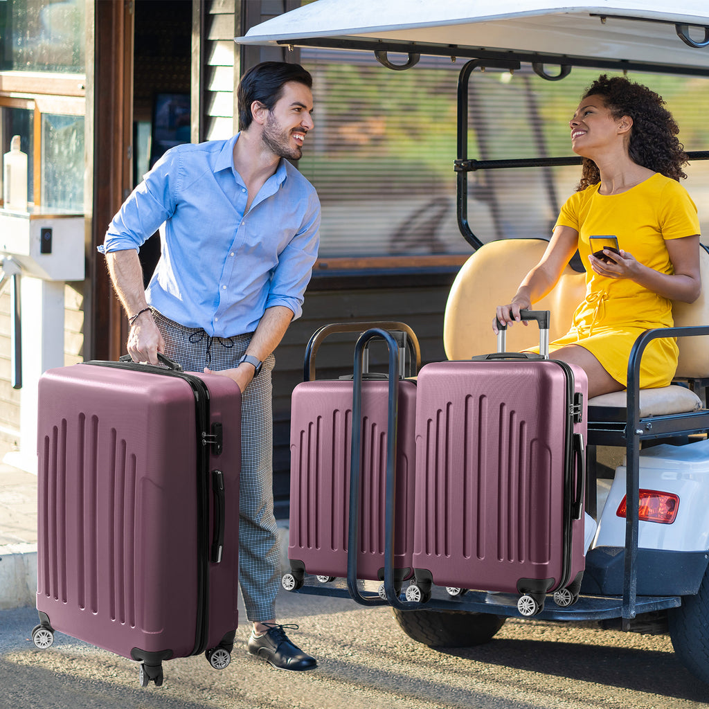 Nested Hardside Luggage Set in Purple, 4 Piece - TSA Compliant