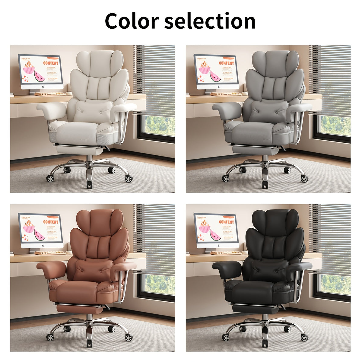 Executive Office Chair with Footrest — Oversized High-Back Recliner Rated to 500 lb for Home Desk Seating
