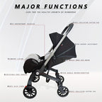 Lightweight Foldable Stroller, Dual-Directional Push with Adjustable Canopy, Metal Frame with Safety Harness, Designed for Newborns, Portable and Airplane-Friendly, Suitable for Outdoor Travel and Holiday Gifting
