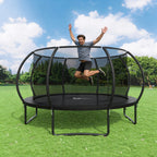 Polar Aurora Outdoor Trampoline, 10FT 12FT 14FT 16FT Recreational Trampoline for Adults, Trampoline with Safety Enclosure Net, Wide Ladder And Anti-Rust Coated Frame
