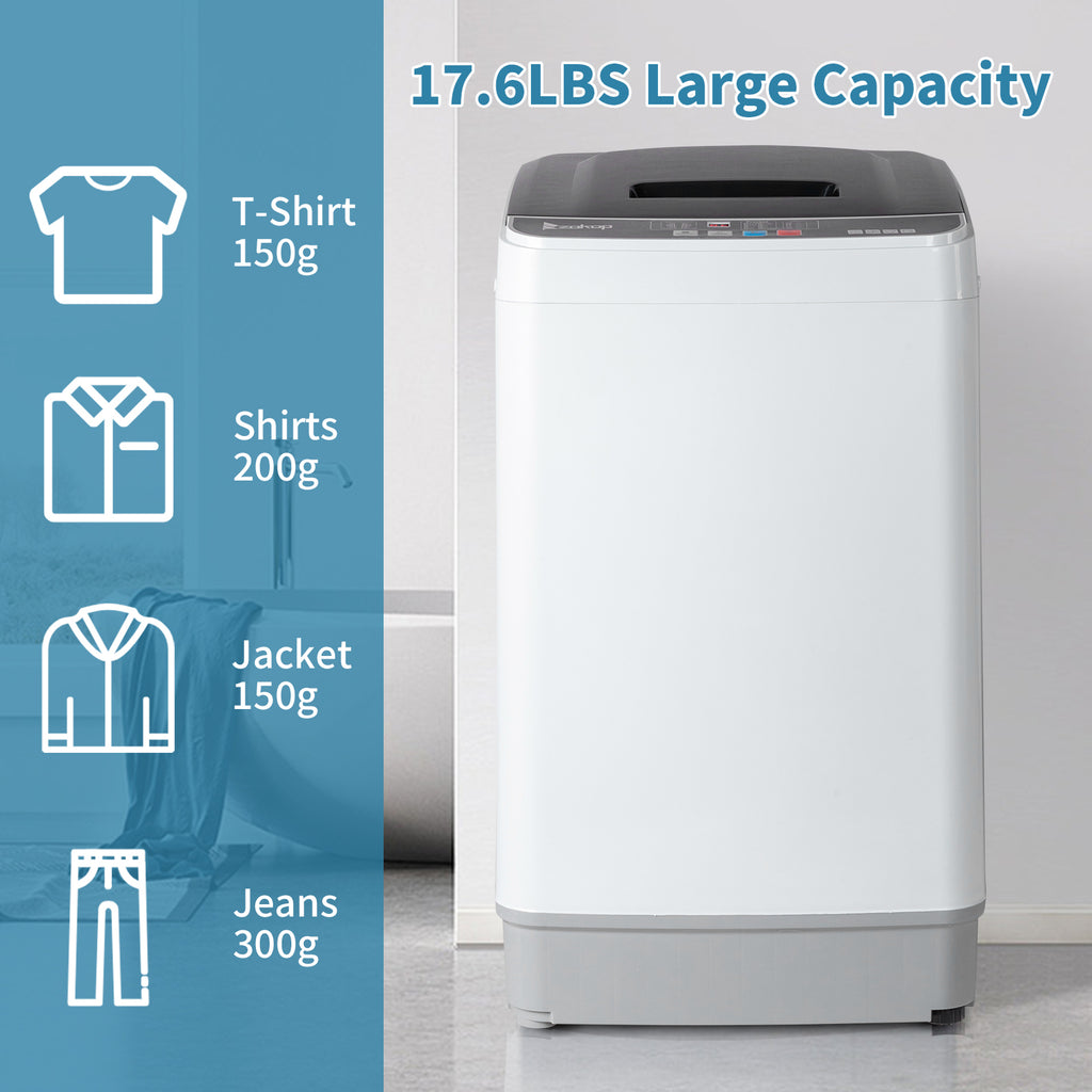 Full Automatic Washing Machine, 15.6/17.6/17.8/25Lbs Top Load Portable Washer with Drain Pump, 10 Wash Programs 8 Water Level Washer and Dryer Combo, 2 in 1 Washer and Dryer for Apartments, RV, Camping