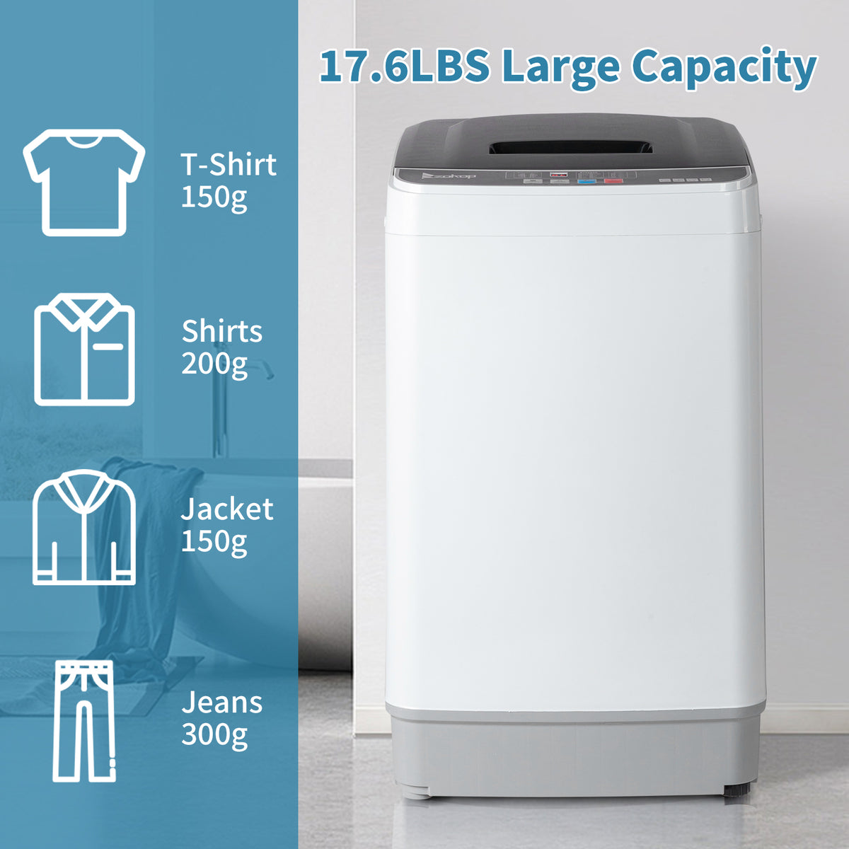 Full Automatic Washing Machine, 15.6/17.6/17.8/25Lbs Top Load Portable Washer with Drain Pump, 10 Wash Programs 8 Water Level Washer and Dryer Combo, 2 in 1 Washer and Dryer for Apartments, RV, Camping