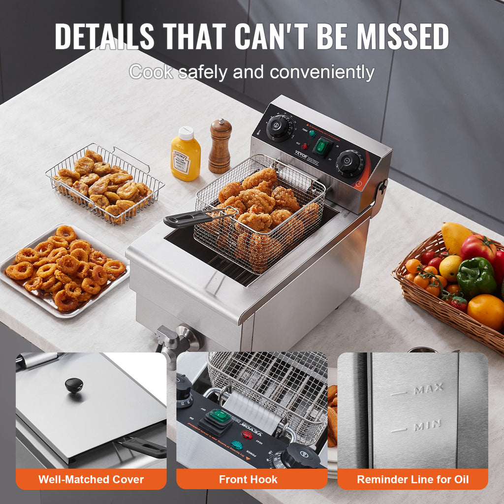 VEVOR Commercial Electric Deep Fryer Countertop Deep Fryer.