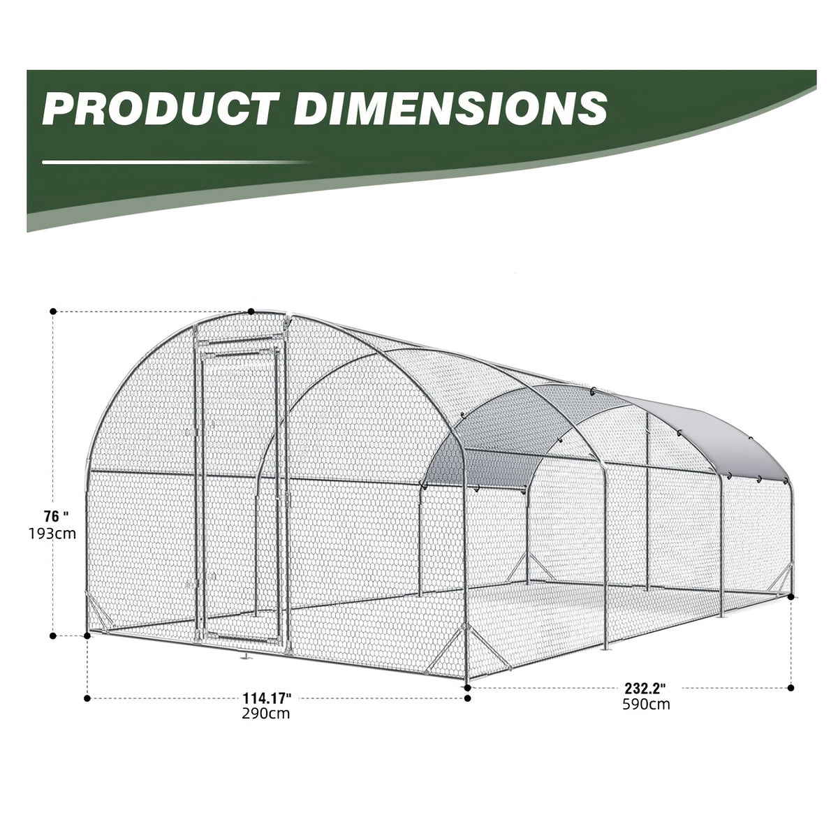 [Chicken Coop with Run] Large Chicken Coop with Run Walk-In Poultry Cage Chicken Runs House Pen Cage Dome Roofed Chicken Coops with Cover for Outdoor Backyard Farm Use, Raising Small Animals, Dome Roof