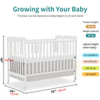 Goldzone 4in 1 Convertible Baby Crib, Wooden Baby Stuffs Converts Into Toddler Bed, Daybed, Newborn Essential with 3 Adjustable Base, Nursery Decor Necessities with Wheel & Non-Toxic Finishes, Item Weight: 36lbs, Maximum Weight Recommendation: 50lbs