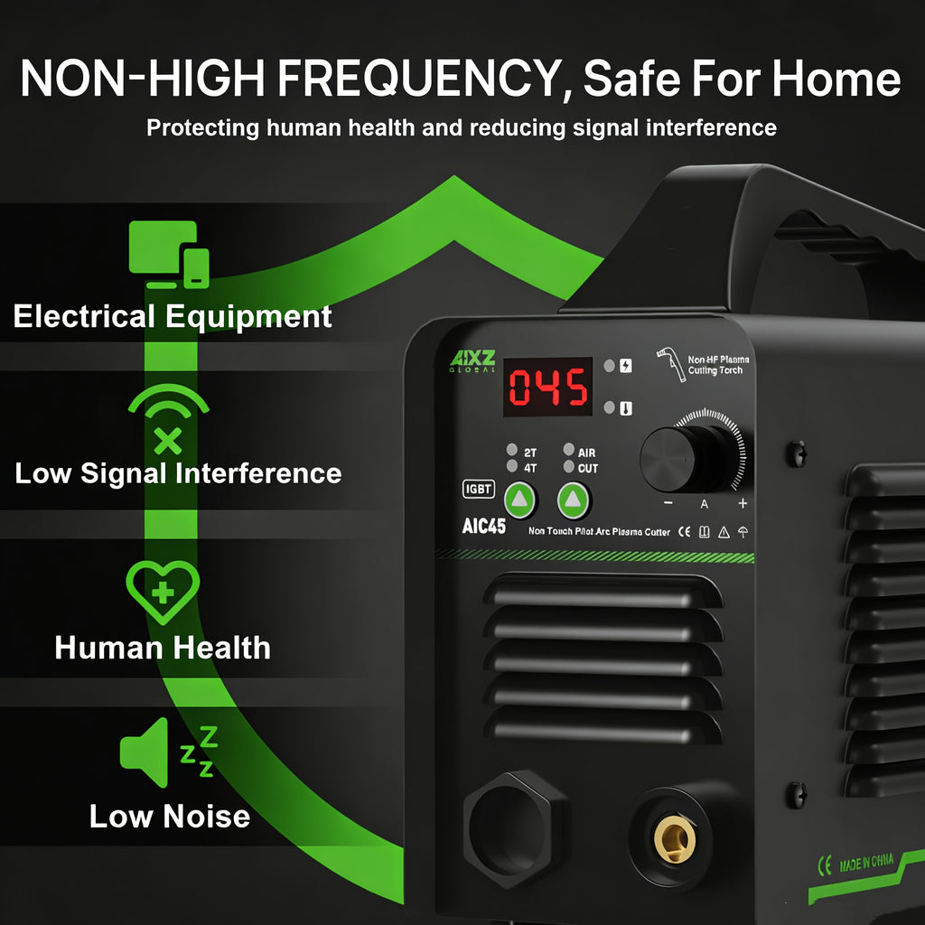 (Each Accessory Is Sold Separately) The AIXZ AIC45II Plasma Cutter Features Non-contact And Non-high-frequency Arc Ignition. It Is A 110V Digital Display Portable Metal Cutting Machine with 2T/4T Functions. The Fourth Option "supplies" Refers