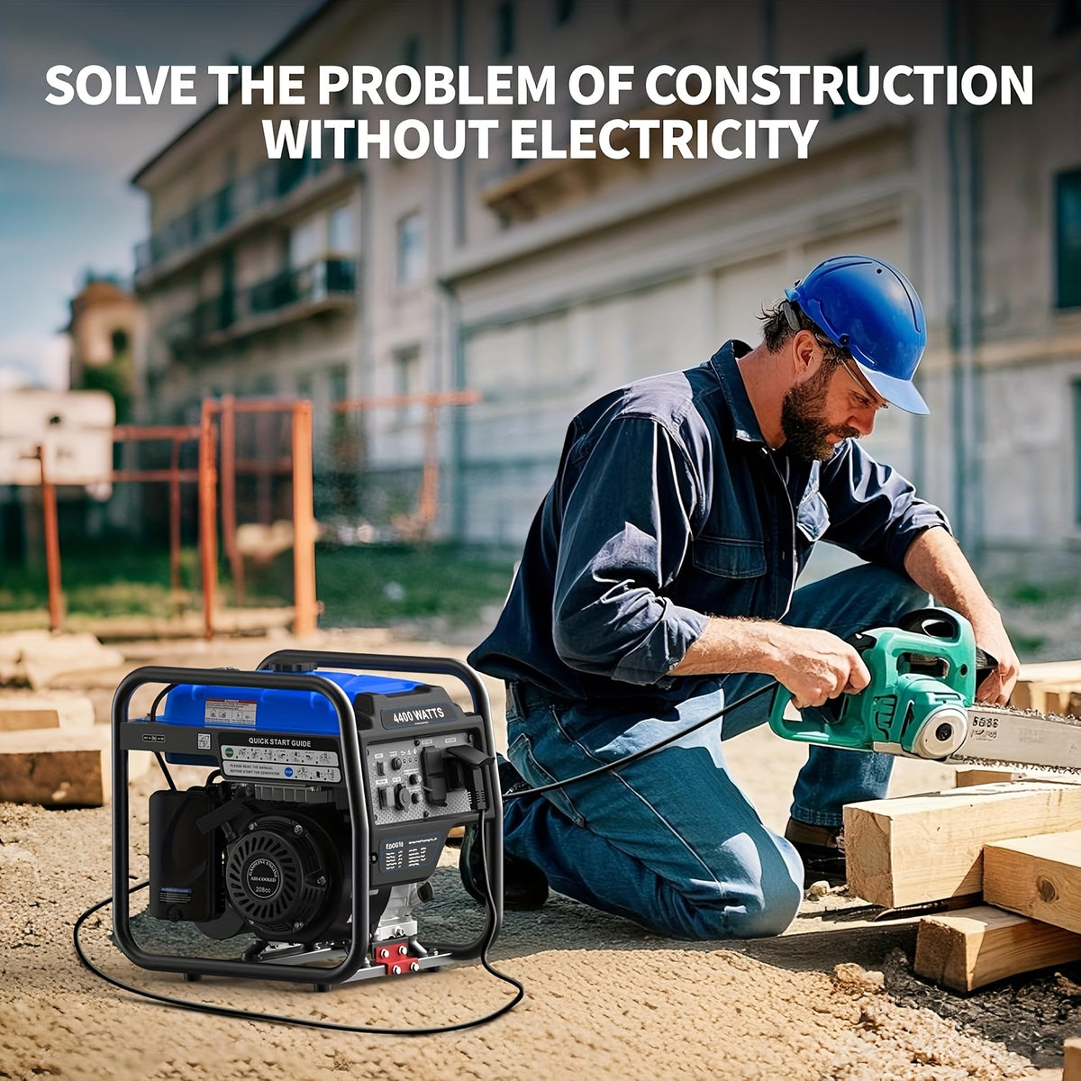 Portable Generator, 4000W High Power, Four Stroke, High Power, Suitable for Blizzard Hurricane Weather, Camping, Home RV Backup Power Dual 120V AC Sockets, USB And C-Type Ports, Reliable Power Support
