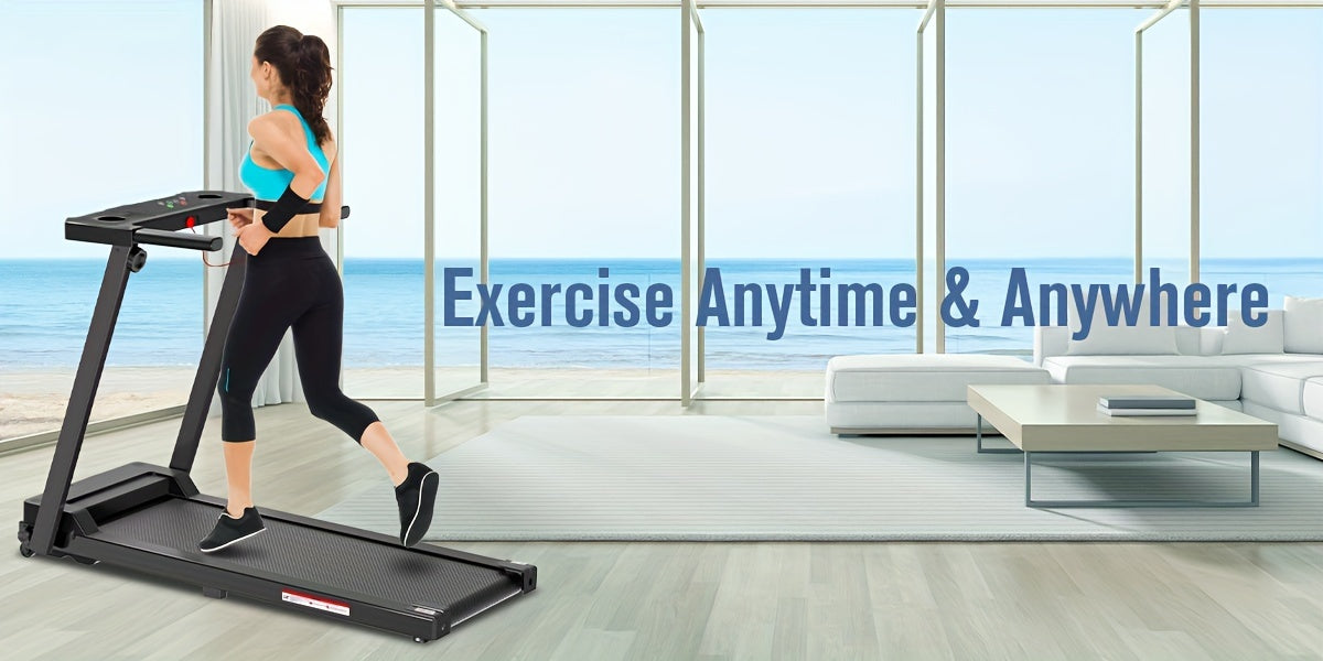 Portable Foldable Treadmill, 3.0 HP Small Treadmills for Home Office with 300 LBS Capacity, Walking Treadmill with Handle Bar, Folding Running Walking Compact Treadmill with LED Display, Without Battery