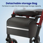 Maidesite Upright Walker, Stand Up Rollator Walker with Padded Seat and Backrest, Foldable Walker with Seat, Compact Folding, Fully Adjustment Frame, 8" Big Wheels for All Terrain, Ergonomic Seat and Backrest, Walkers for Seniors, Red
