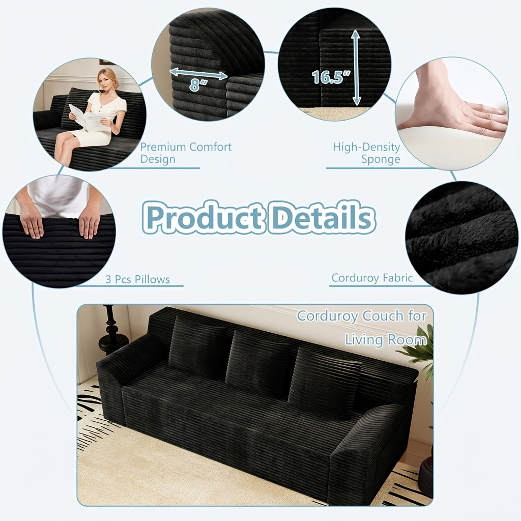 71 Inch Modern Modular Sofa, No Wooden Frame, Living Room Sofa, No Assembly Required, Comfortable Soft Cushion, Suitable For Living Room, Bedroom, Apartment