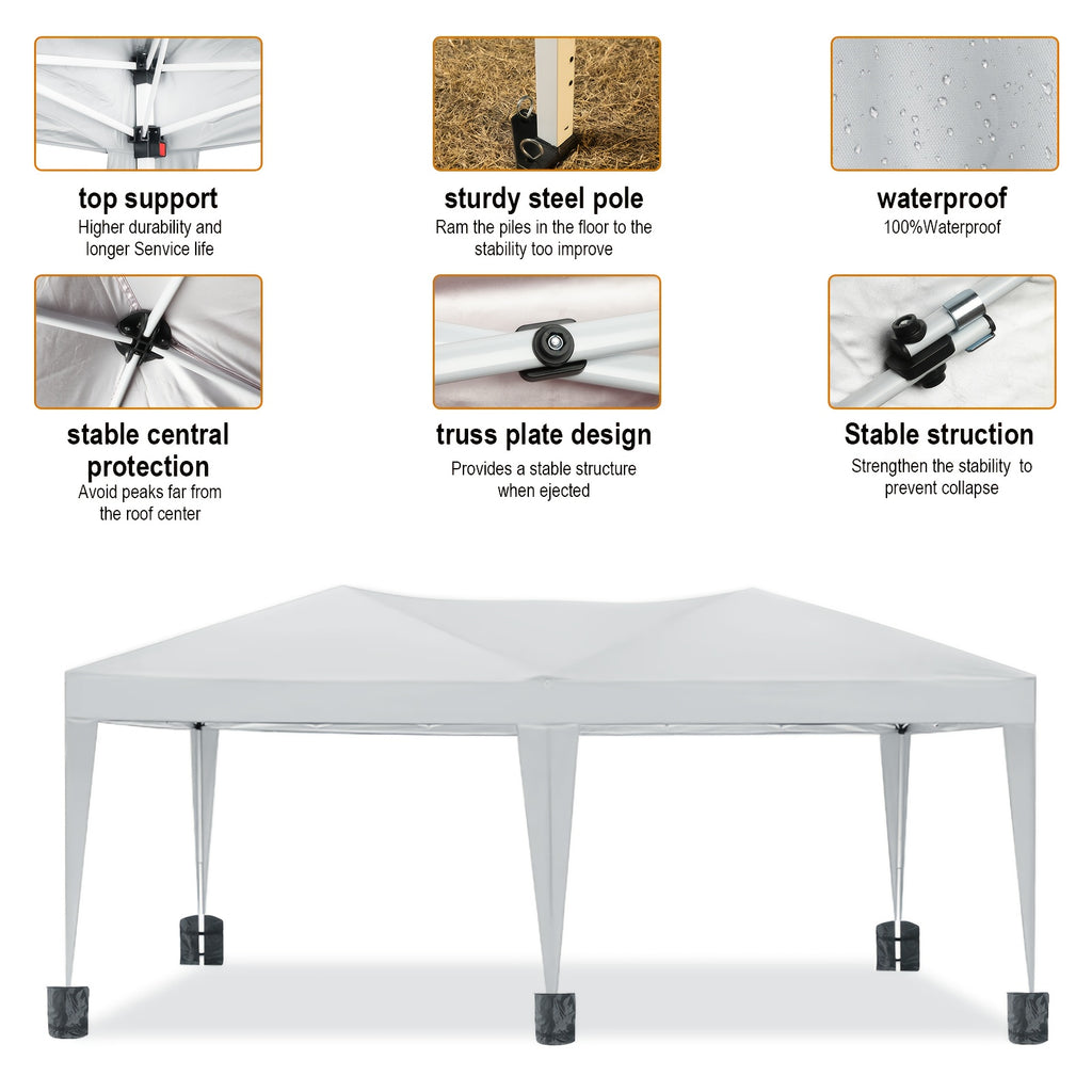 10x20ft Pop Up Canopy with 6 Sidewalls, Setup Canopy Tent with 6 Sandbags, Waterproof Shade 10x20, Outdoor Canopies for Parties Weddings Backyard Waterproof Commercial Instant