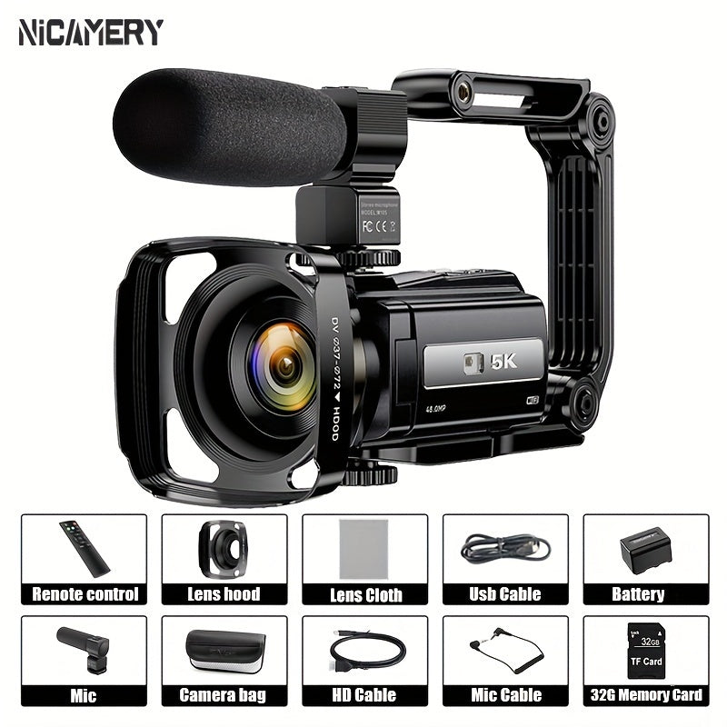NEW 5K 30FPS Video Camera, 16x Digital Zoom 48MP UHD WiFi IR Night Vision Video Camera, 3.0 Inch 270 Degree Rotatable Touch Screen, 6-axis Stabilization Vlog Camera, Outdoor Essential Video Camera, Christmas Gift.