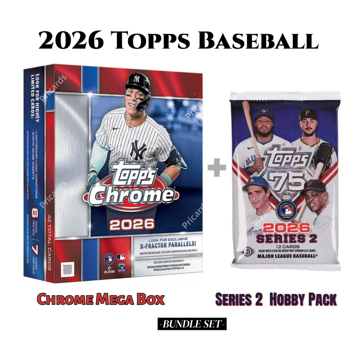 2026 Topps Chrome Baseball Trading Card Factory Sealed Mega Box (56 Cards) And 2026 Topps Series 2 Baseball Hobby Pack (12 Cards) Bundle Set