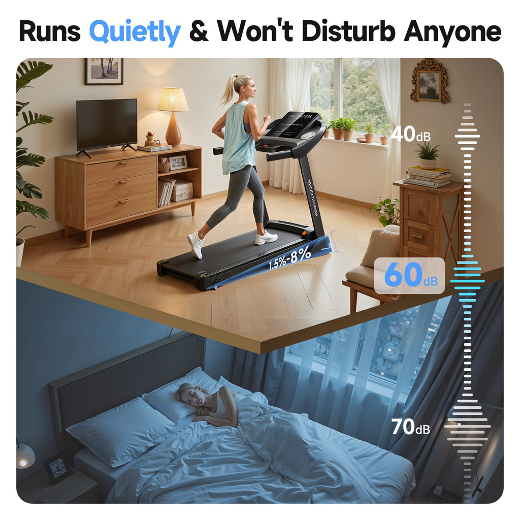 Treadmills for Home Use, Walking Pad Treadmill with Incline, Auto Foldable Treadmill for Home, 8.0 MPH Running Treadmill with Phone Enabled, 300 Lbs User Capacity
