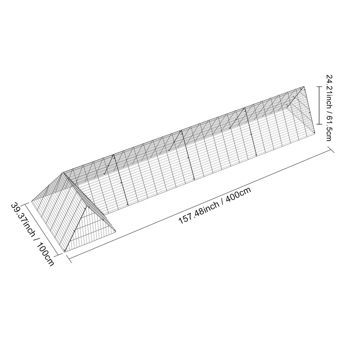 VEVOR Chicken Tunnels, 157.5 x 39.4 x 24.2 inch (LxWxH) Chicken Tunnels for Yard, Portable Chicken Tunnels for Outside with Corner Frames, Chicken Coop Run, Suitable for Chickens, Ducks, Rabbits