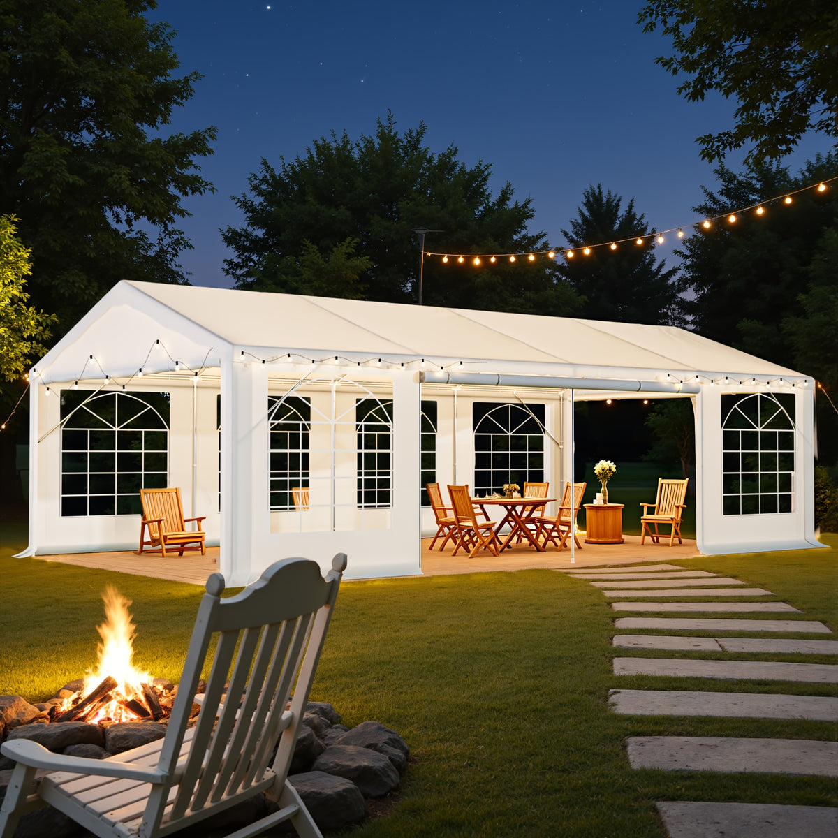 GUNJI 20x40FT & 13*26FT Heavy Duty Outdoor Party Tent, White Wedding Canopy With Removable Sidewalls, Roll-Up Doors, Storage Bags, Event & Commercial Gazebo Shelter