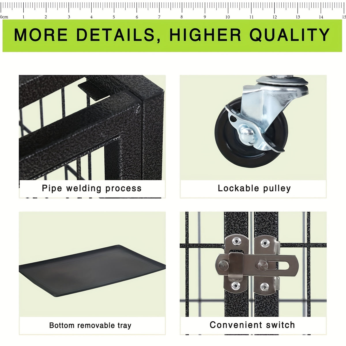 Heavy Duty Dog Crates for Large Dogs, Dog Crate Metal Wire Dog Kennel Double Door Dog Cage with Lockable Wheels and Plastic Tray for Extra Large XL XXL Dog Indoor Outdoor