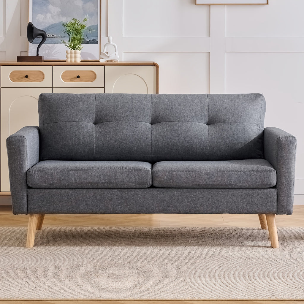 Loveseat Sofa, Mid-Century Modern Decor Love Seat Couches for Living Room, Button Tufted Upholstered Small Couch for Bedroom, Solid And Easy to Install Love Seat Furniture