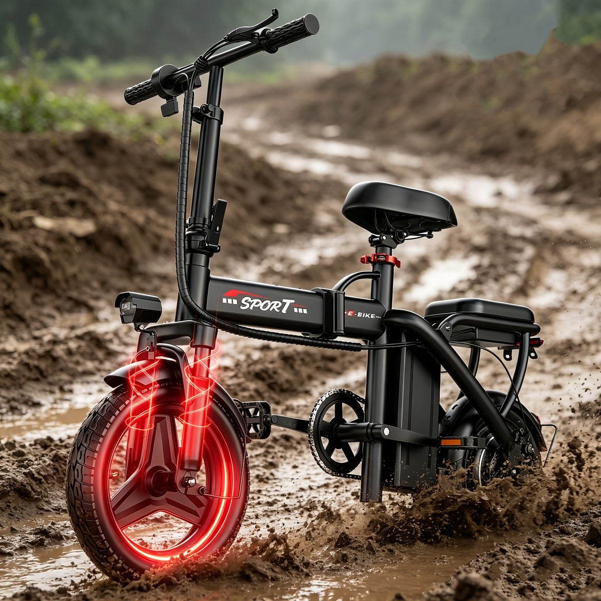 Electric Bike for Adults Teens, 749W Peak Folding Ebike, 25MPH & 25Miles, 48V 15A Portable Electric Mini Bike, Dual Suspension, Commuting Ebike with R-seat
