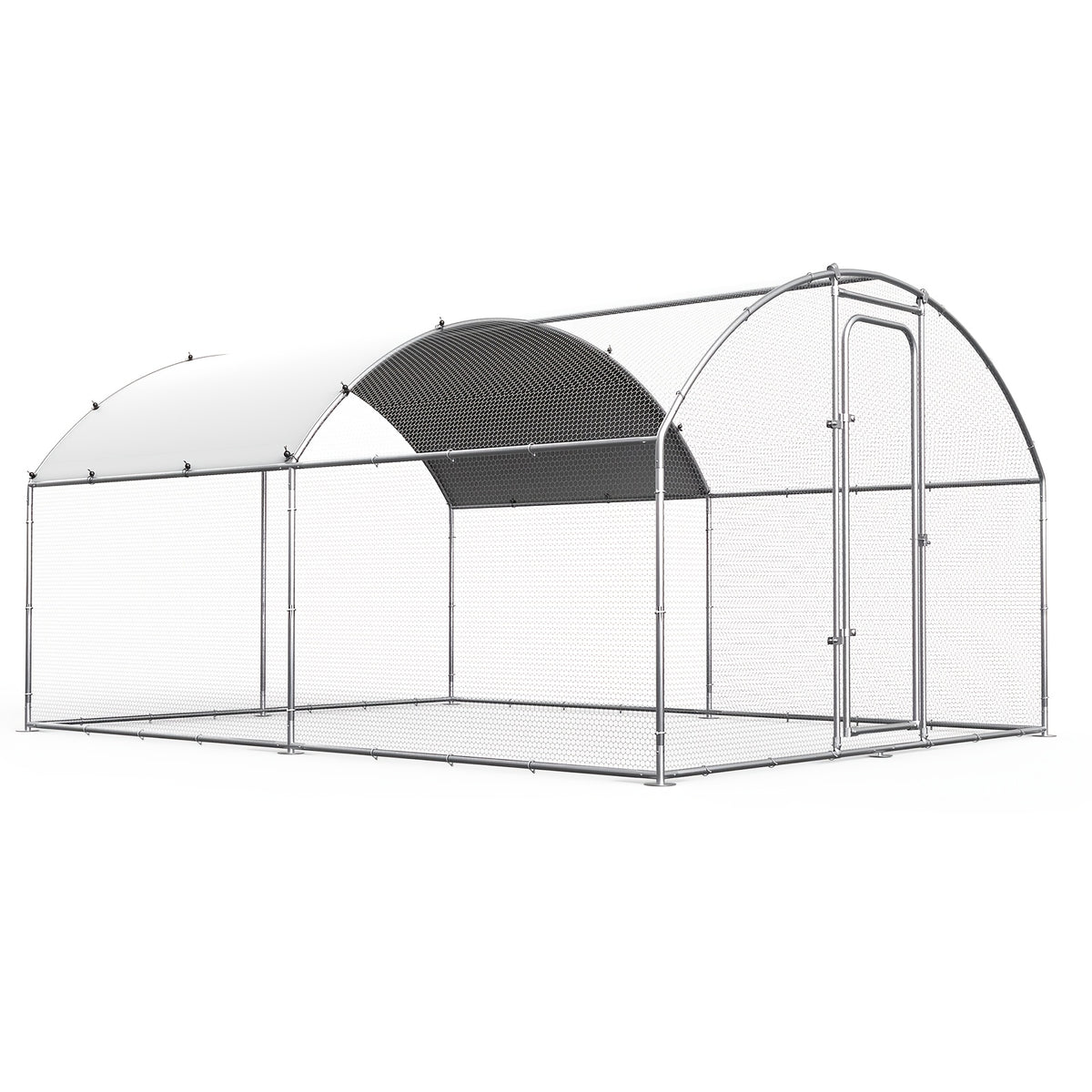SNDM Chicken Coop Large Metal Chicken Run Upgrade Wire Mesh Chicken Pen with Water-Resident And Anti-Uv Cover, Duck Rabbit House Outdoor