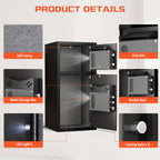6.0 Cub Extra Large Heavy Duty Fireproof for home Safe Box with Biometric Fingerprint Lock, Backlit Keypad & Deposit Slot - Dual Alarm System, Digital Display, Metal Construction, Secure Cash & Valuables Storage for Home, Office
