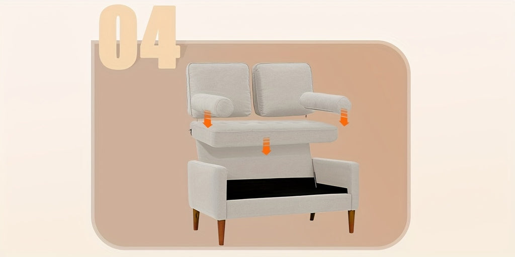 Vesgantti 48" Mid-Century Modern Loveseat Sofa - Ideal for Compact Areas, Suitable for Living Room Or Bedroom | Detachable Cover, Spring Cushions, Sturdy Wooden Frame | to Assemble