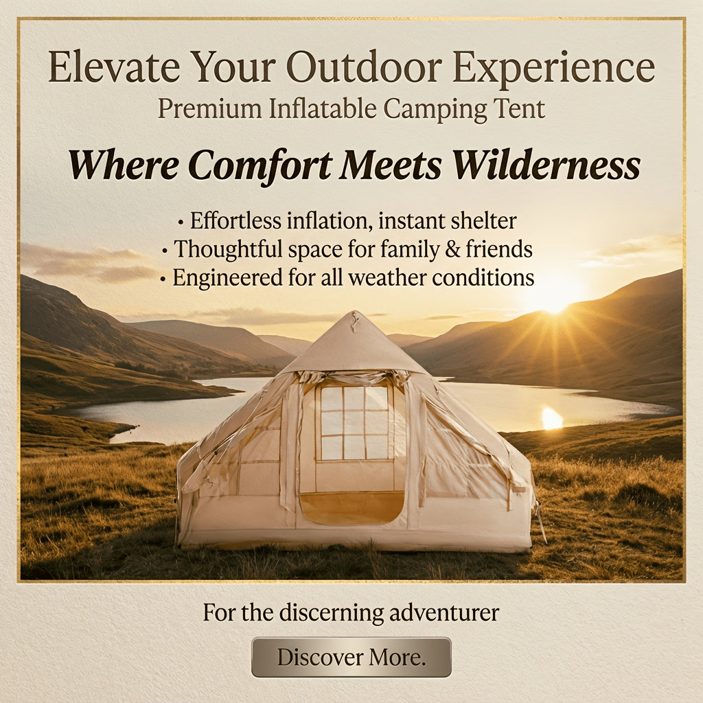 Spacious Luxury Quick-Setup Inflatable Lightweight Glamping Tent, High-Quality High Quality; All-Weather and All-Season Use, Specifically Designed for Sophisticated Camping Enthusiasts, Suitable for Family and Friends' Camping Trips