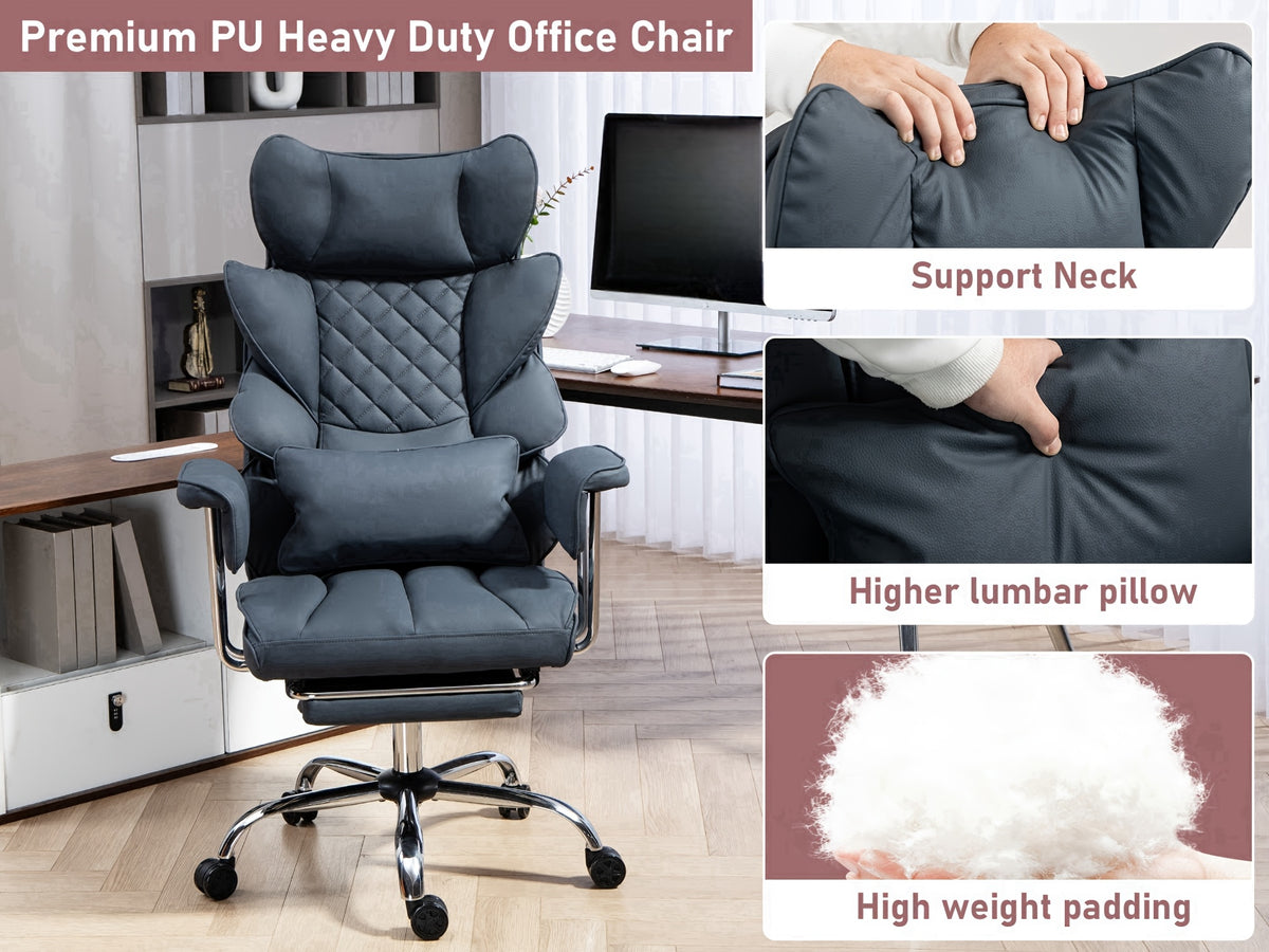 Sturdy High-Back Office Chair, Comfortable Gaming Chair, Office Chair Featuring Cushioned Armrests And Footrest, Adjustable Height Home Office Chair