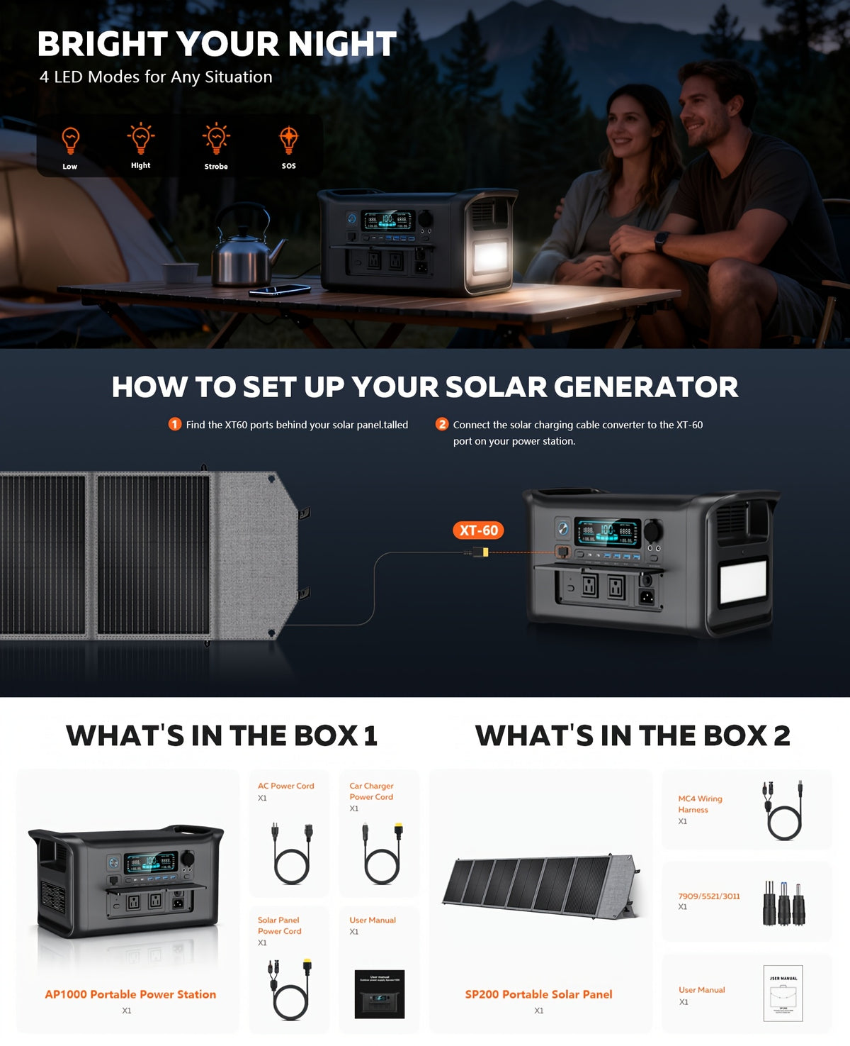 Ctolity AP2000 2048Wh 2400W (Peak 4800W), AP1000 1024Wh 1800W (Peak 3600W), AP400 345Wh 500W (Peak 1000W) Portable Power Station, Lifepo4 Battery, UPS Function, Solar Generator For Camping, Fast Charging High Capacity, Pure Sine Wave