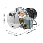 VEVOR 3/4HP SUS304 Stainless Steel Shallow Well Jet Pump, 115 Volt, 18.5 GPM 131 FT Maximum Head Irrigation Water Pump, for Agricultural Garden Irrigation System High-Rise Water Supply Shower Booster