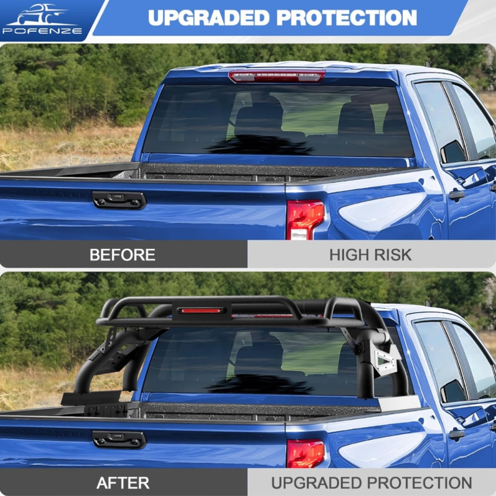 Truck Bed Sport Bar and Adjustable Cargo Basket for Full-Size F150 / Ram / Silverado / Tundra / Sierra / Titan